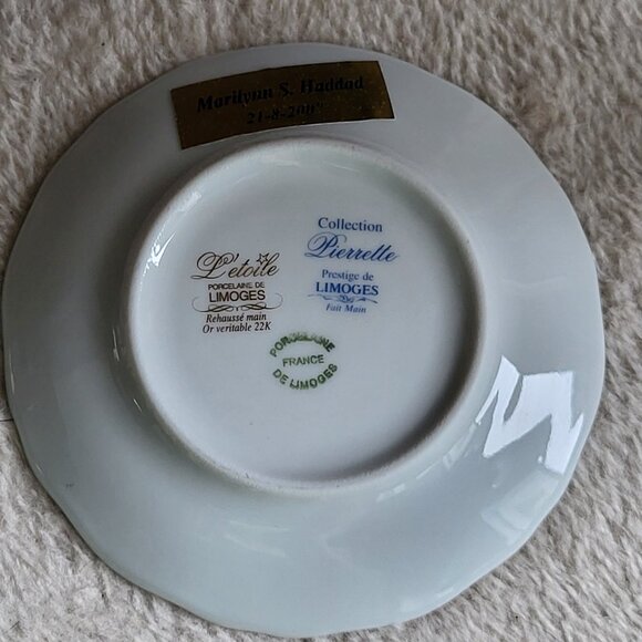 VINTAGE L'ETOILE PORCELAINE DE LIMOGES NATIVITY MINI PLATE 22K GOLD TRIM "BIN B" - Picture 3 of 6